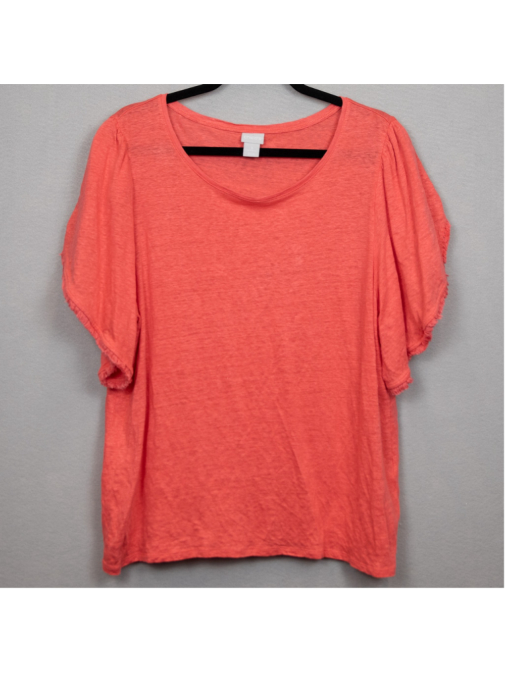 Chico's coral linen flutter tulip sleeve top-3